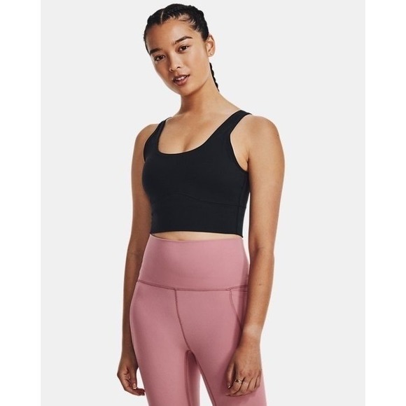 NWT Under Armour Women's Meridian Fitted Crop Tank - XL - Black - Picture 1 of 11
